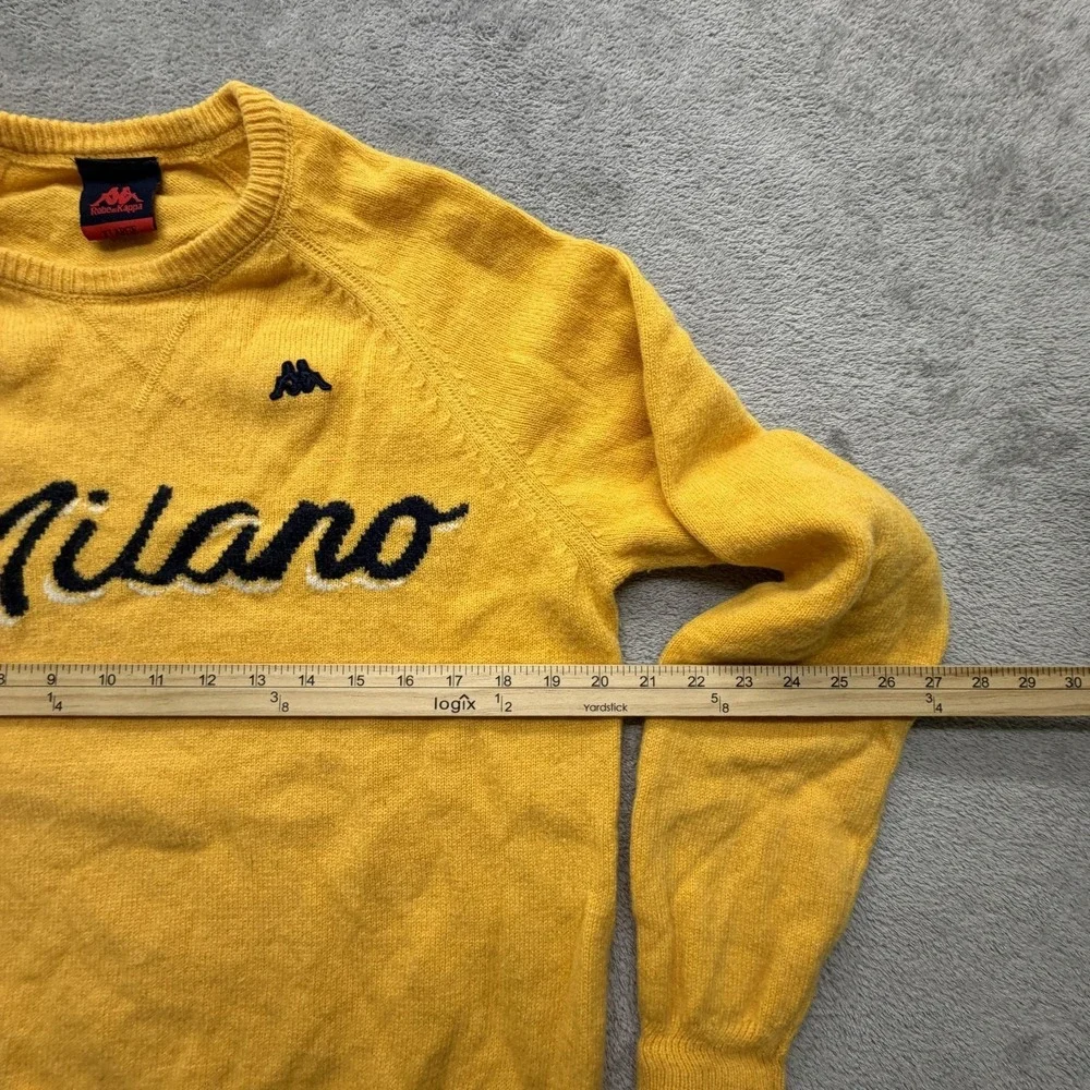 Robe Di Kappa Sweater Mens XL Yellow Milano‎ Lambswool Crewneck Graphic Pullover